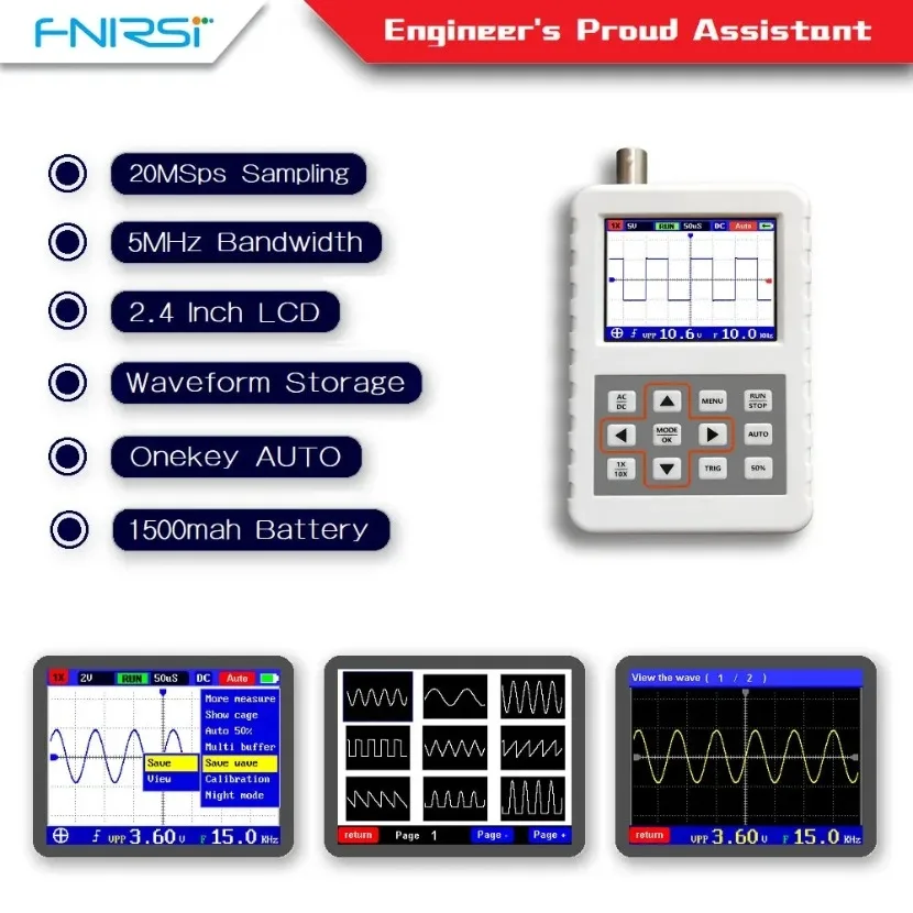 Fnirsi Digital Oscilloscope Handheld - 1 buah DSO FNIRSI PRO, osiloskop