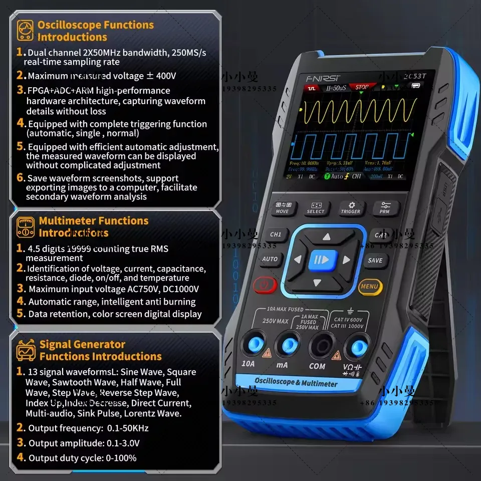 FNIRSI 2C23T10MHz, 2C53T 50MHz - Fnirsi Digital Oscilloscope Handheld ulasan dan harga